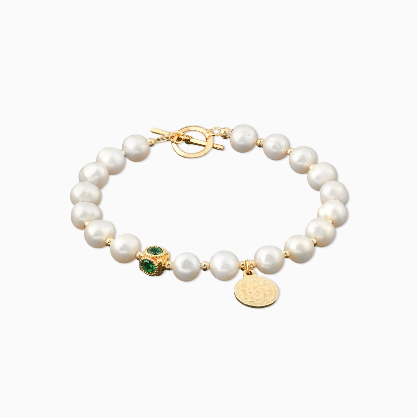 Natural Pearl Golden Beads OT Clasp Bracelet