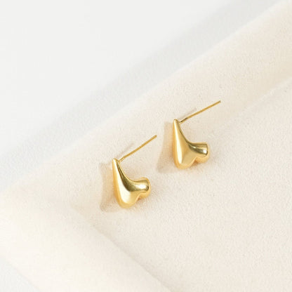 Drop Shaped Reverse Heart Profile S925 Earrings