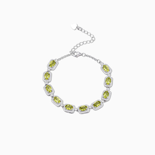 Peridot Geometric Frame Bracelet