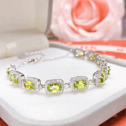 Peridot Geometric Frame Bracelet