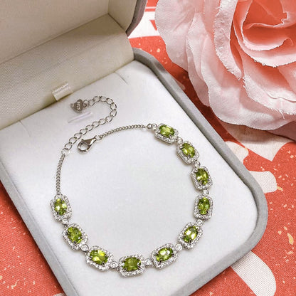 Peridot Geometric Frame Bracelet