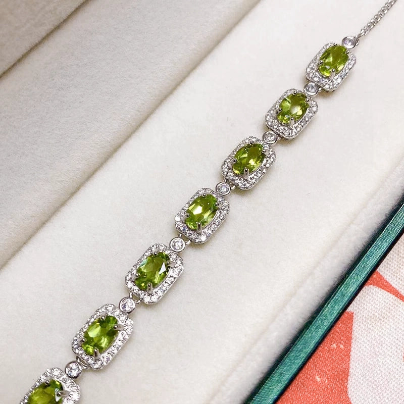 Peridot Geometric Frame Bracelet