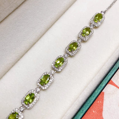 Peridot Geometric Frame Bracelet
