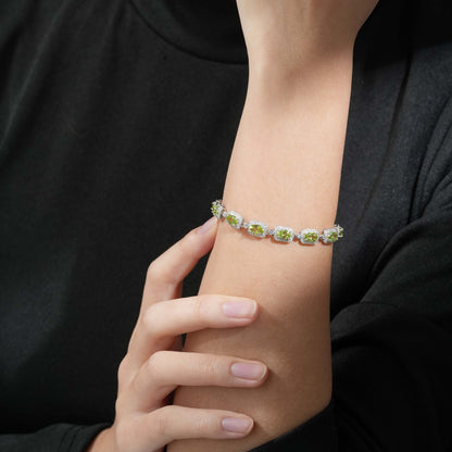 Peridot Geometric Frame Bracelet