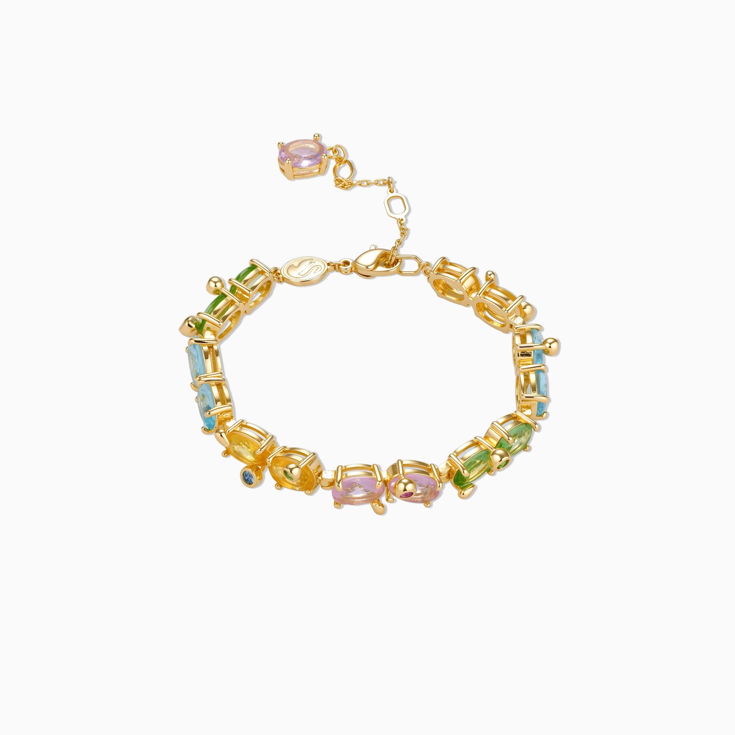 Multi-Gem Chain Link Bracelet