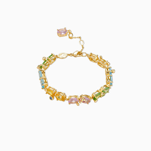 Multi-Gem Chain Link Bracelet