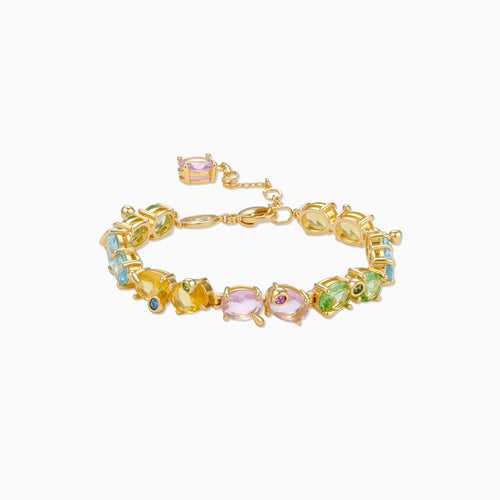 Multi-Gem Chain Link Bracelet
