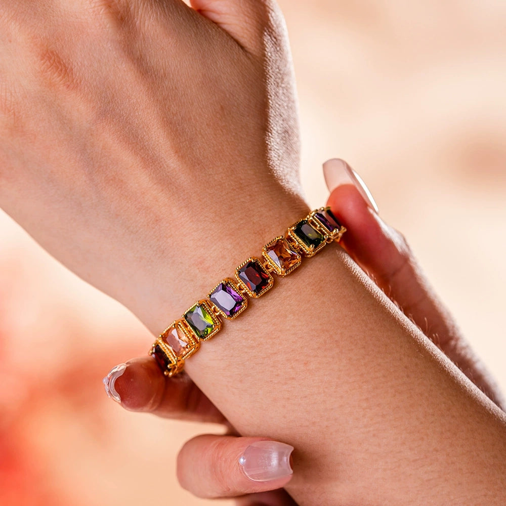 Rainbow Block Statement Bracelet