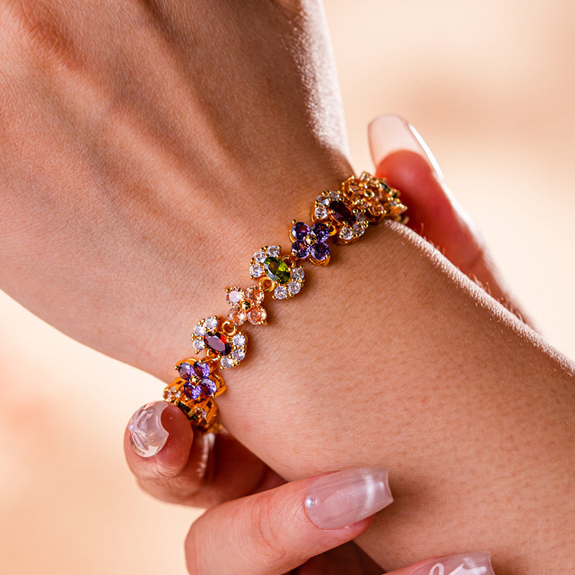 Rainbow Floral Cluster Bracelet