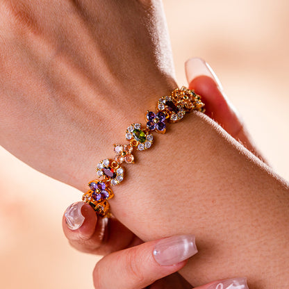 Rainbow Floral Cluster Bracelet