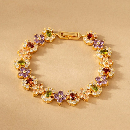 Rainbow Floral Cluster Bracelet