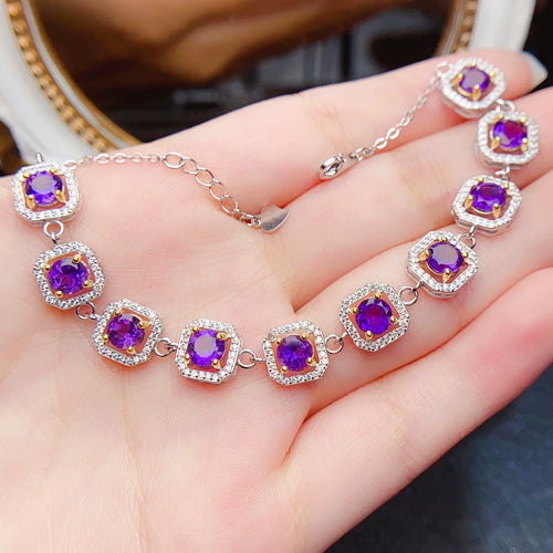 Framed Link Amethyst Bracelet