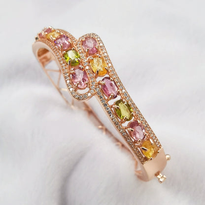Dual Curve Tourmaline Bangle
