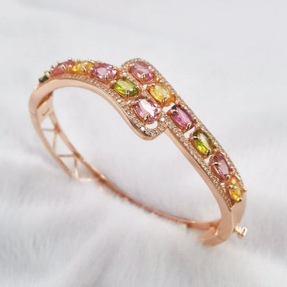 Dual Curve Tourmaline Bangle