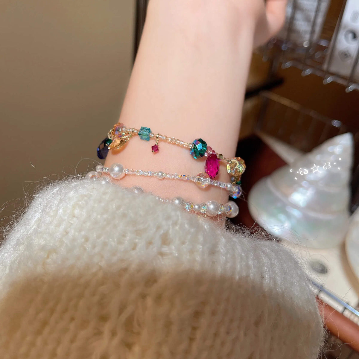 Multi-color Crystal Asymmetric Bracelet