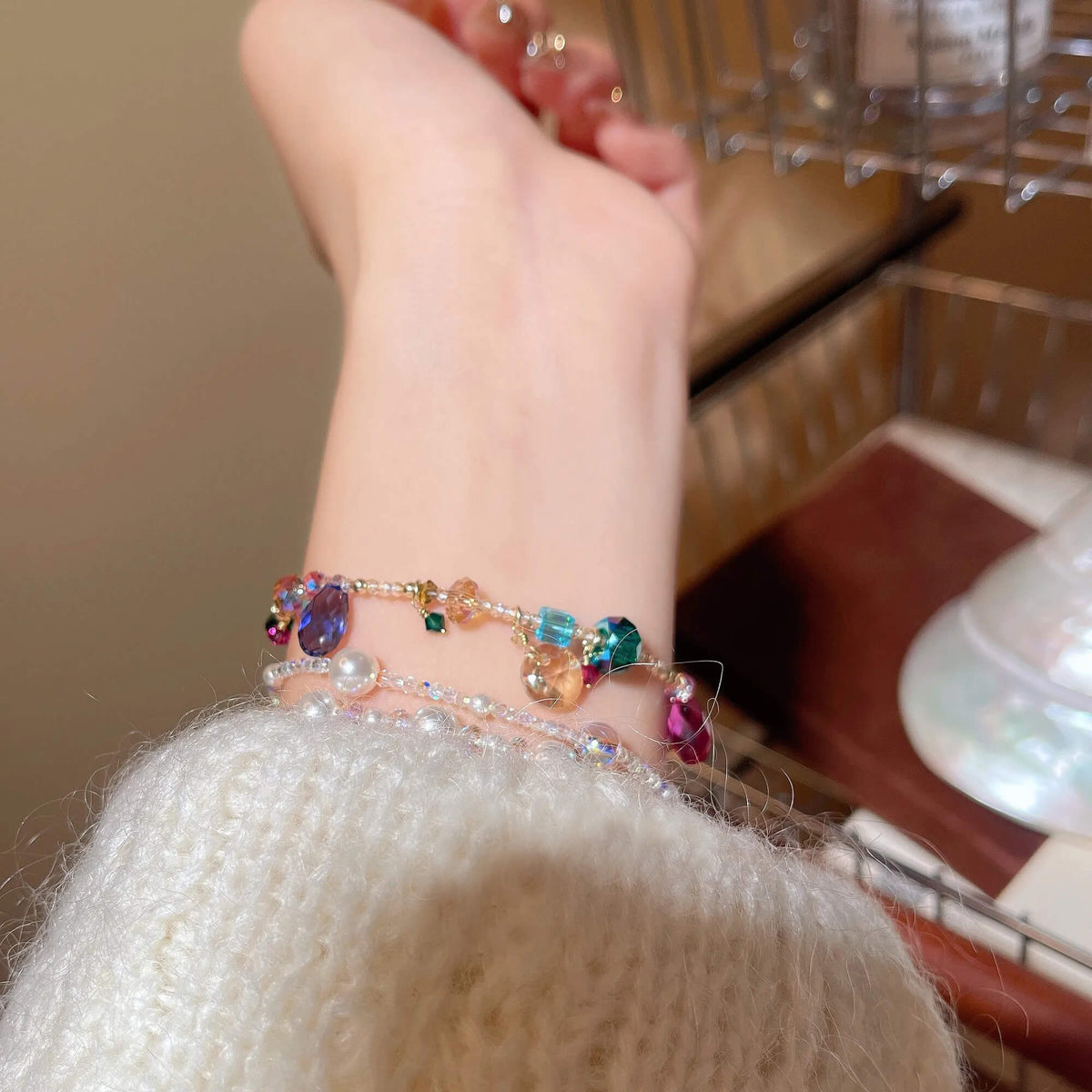 Multi-color Crystal Asymmetric Bracelet