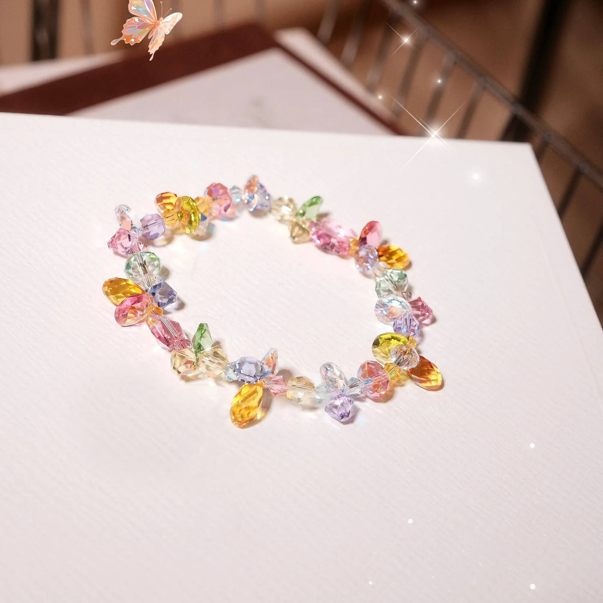 Multi-color Crystal Butterfly Bracelet