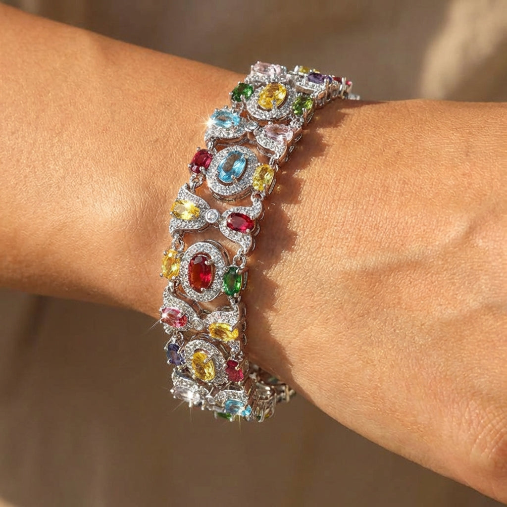 Multicolor Cluster Link Bracelet