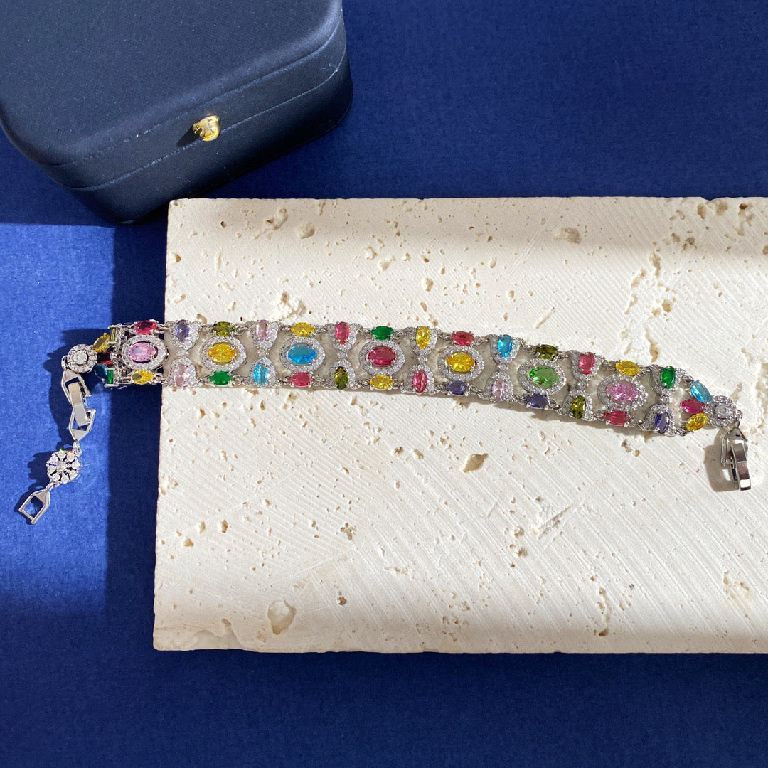 Multicolor Cluster Link Bracelet