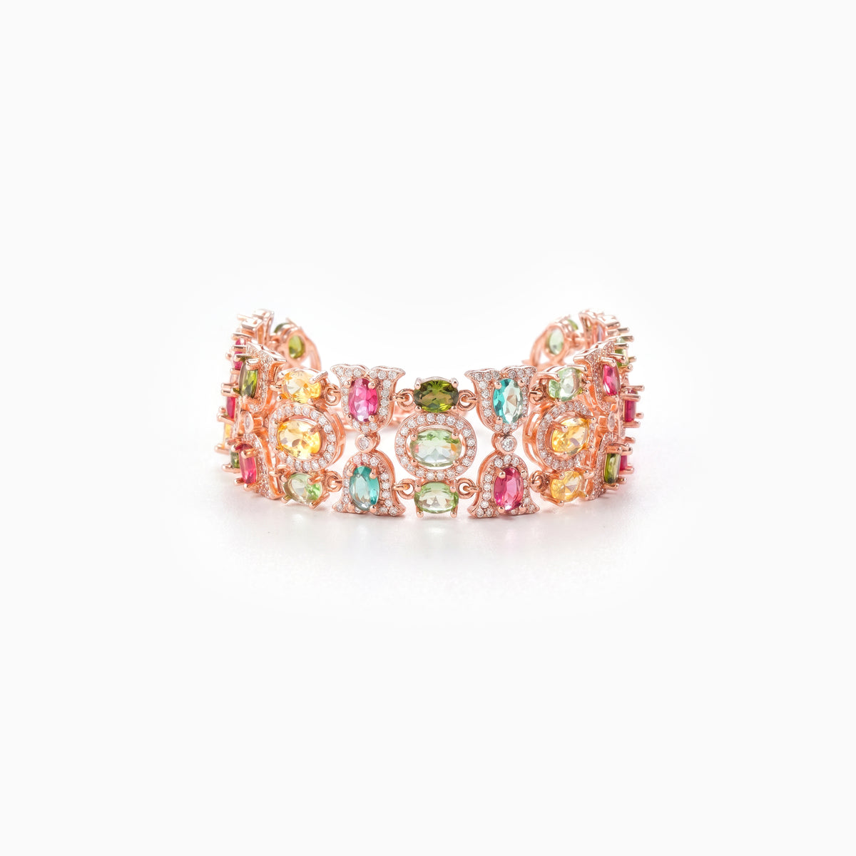 Multicolor Cluster Wide Link Bracelet