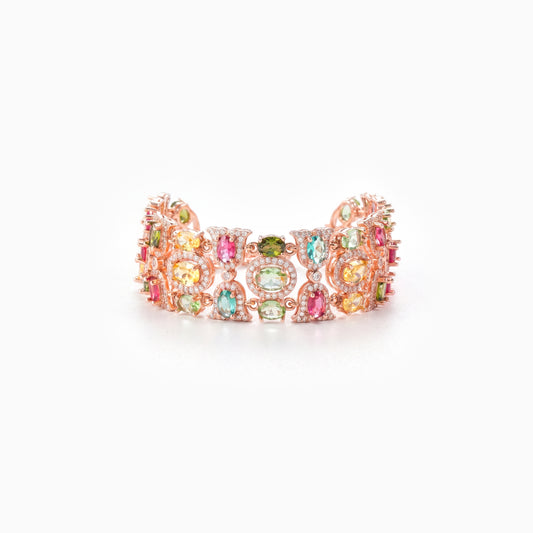 Multicolor Cluster Wide Link Bracelet