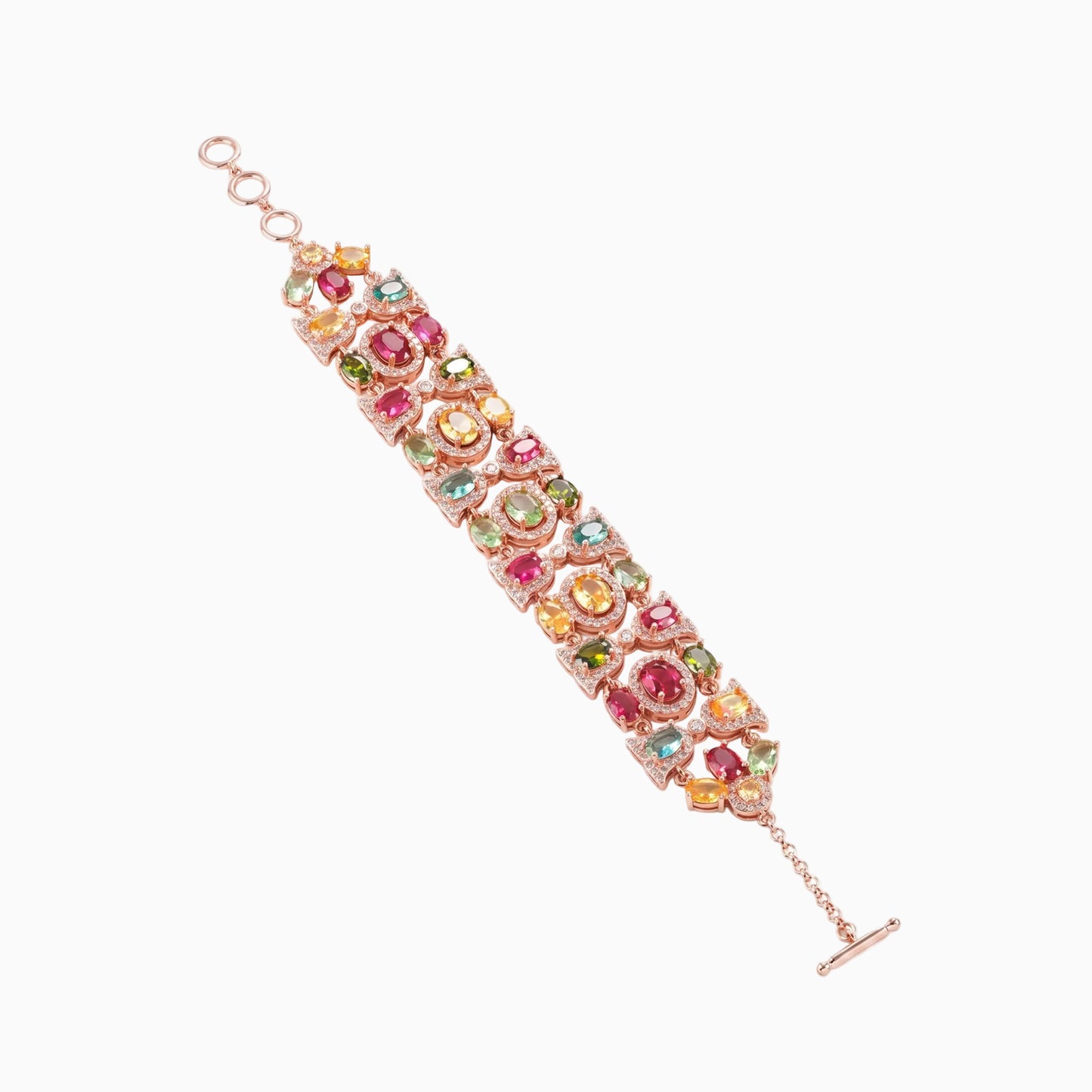 Multicolor Cluster Wide Link Bracelet