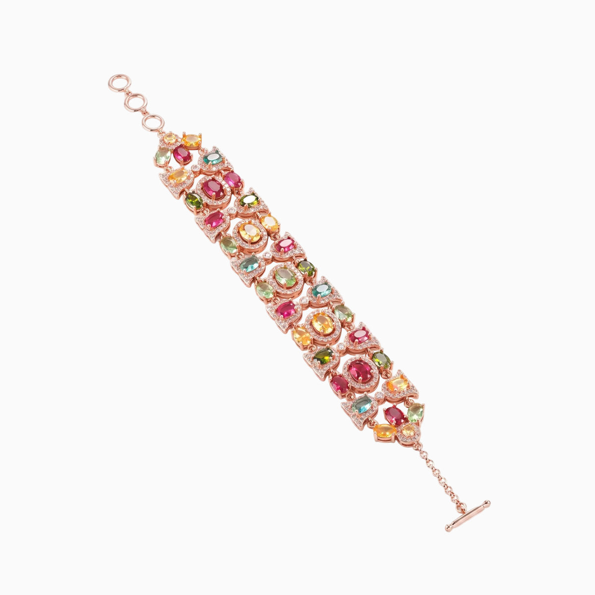 Multicolor Cluster Wide Link Bracelet