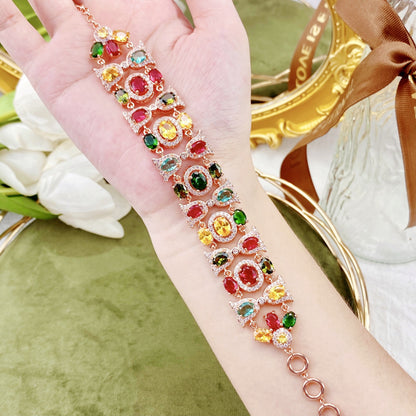 Multicolor Cluster Wide Link Bracelet