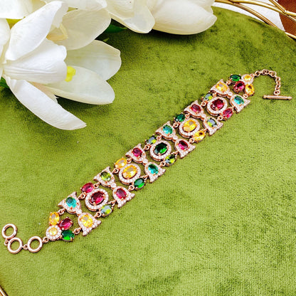 Multicolor Cluster Wide Link Bracelet