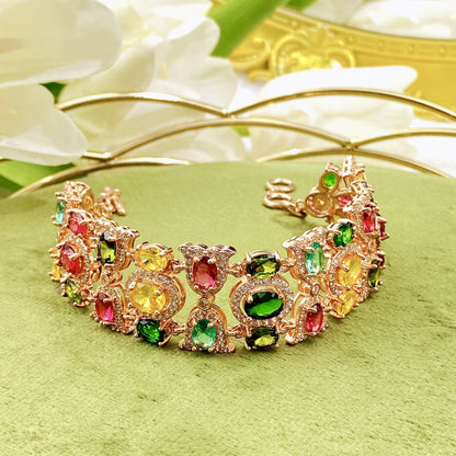 Multicolor Cluster Wide Link Bracelet