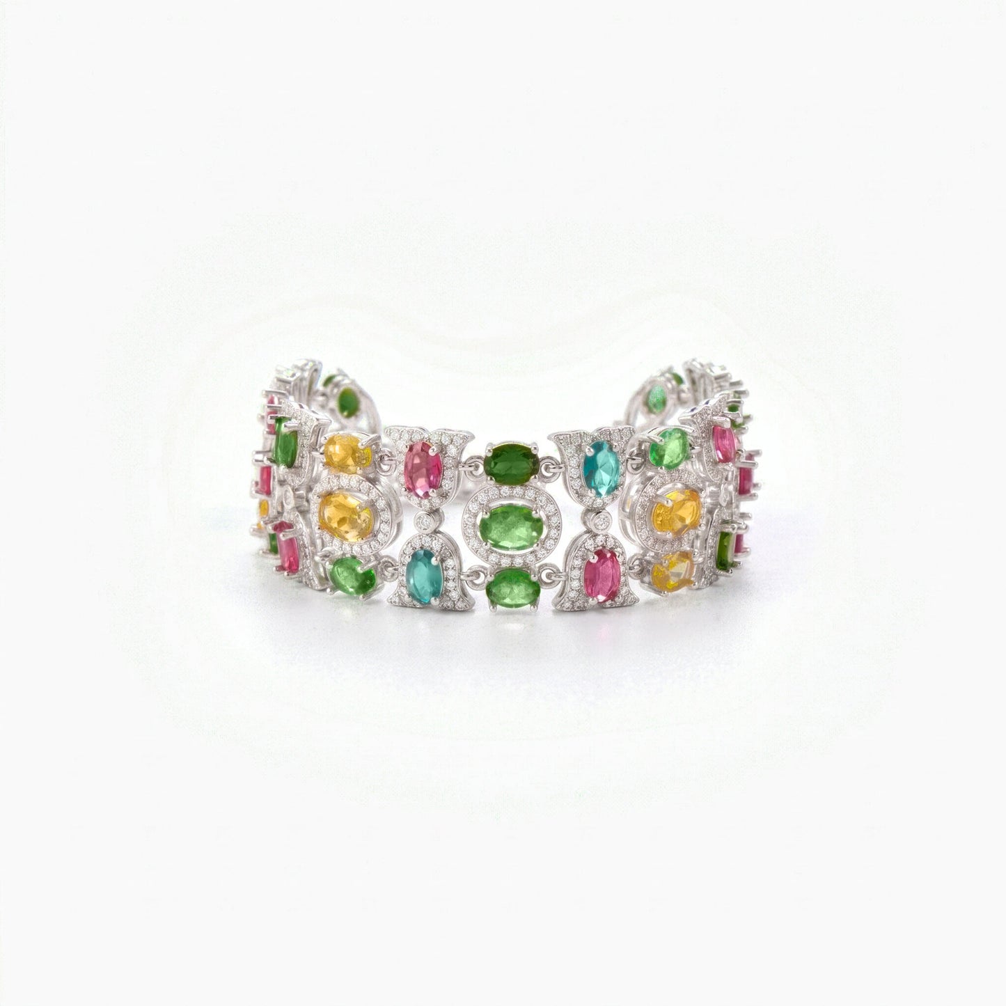 Multicolor Cluster Wide Link Bracelet