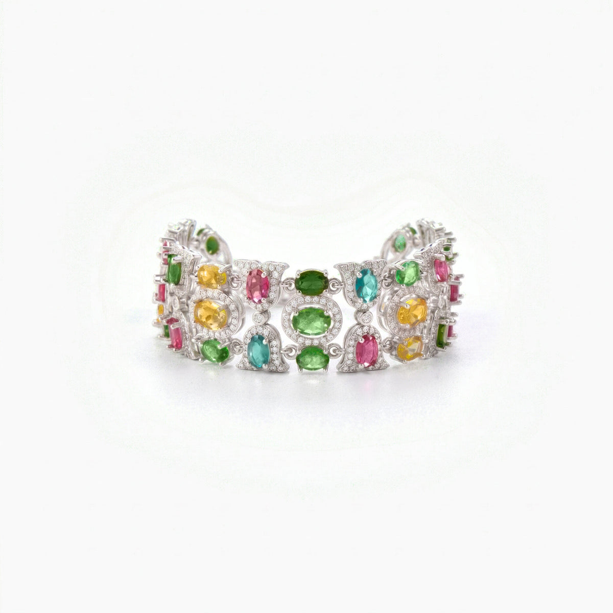 Multicolor Cluster Wide Link Bracelet