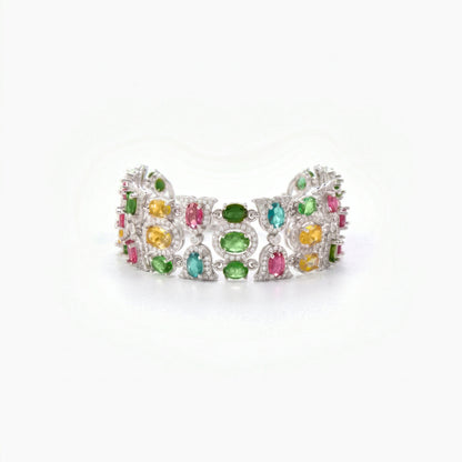 Multicolor Cluster Wide Link Bracelet