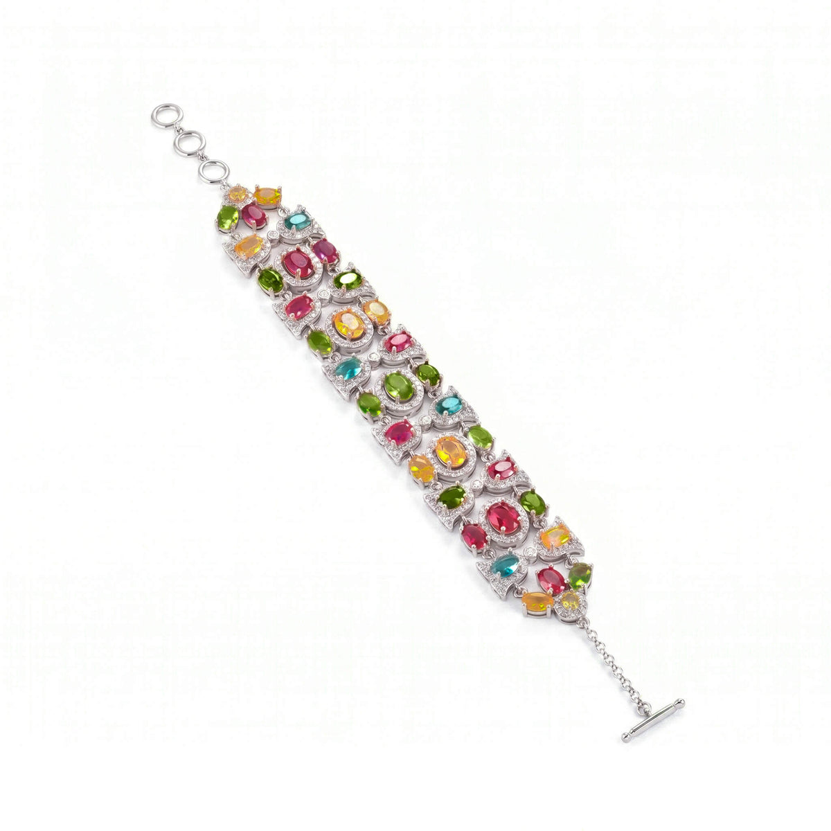 Multicolor Cluster Wide Link Bracelet