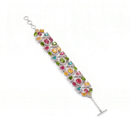 Multicolor Cluster Wide Link Bracelet