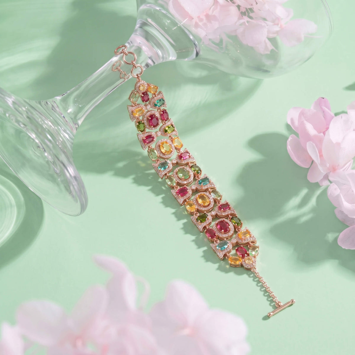Multicolor Cluster Wide Link Bracelet