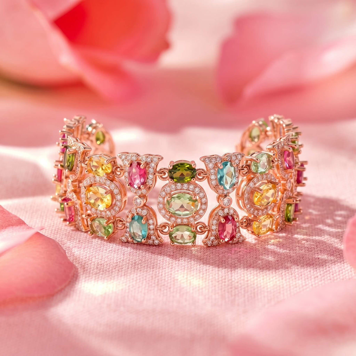 Multicolor Cluster Wide Link Bracelet