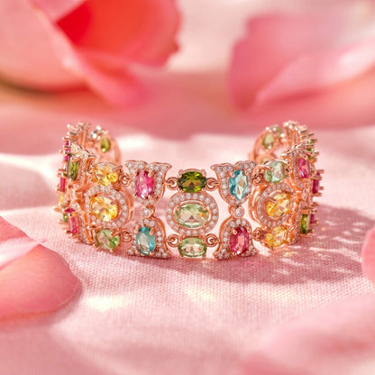 Multicolor Cluster Wide Link Bracelet