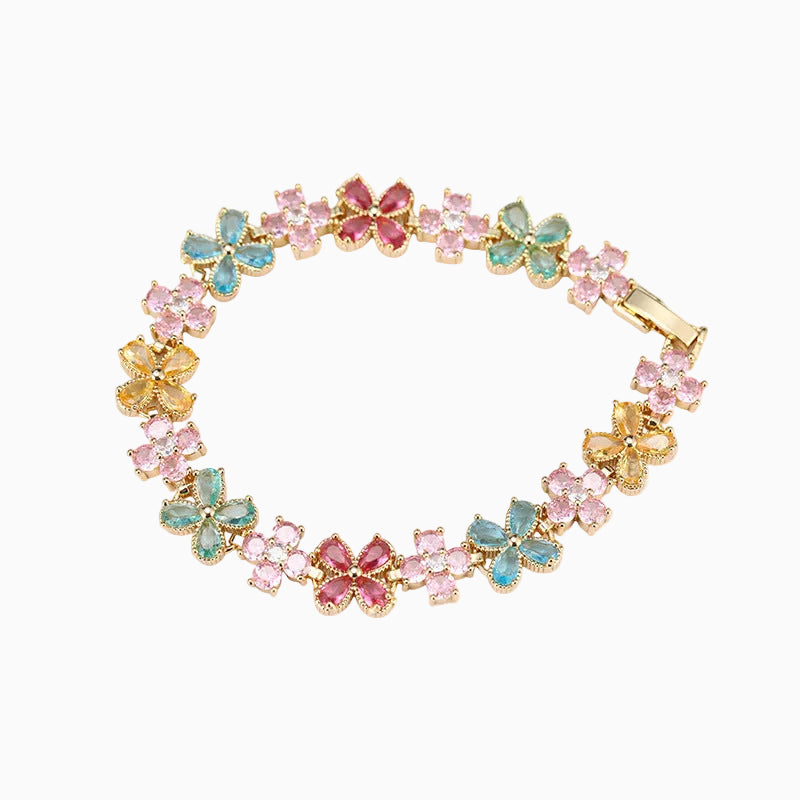 Floral Multi-color Link Bracelet