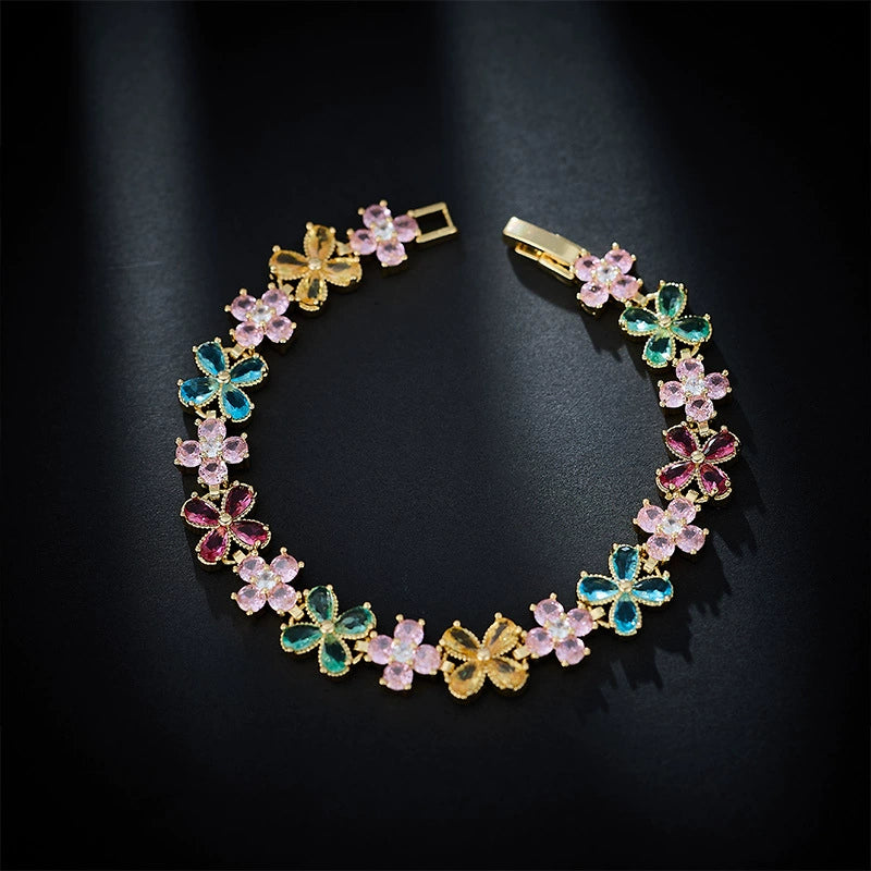 Floral Multi-color Link Bracelet