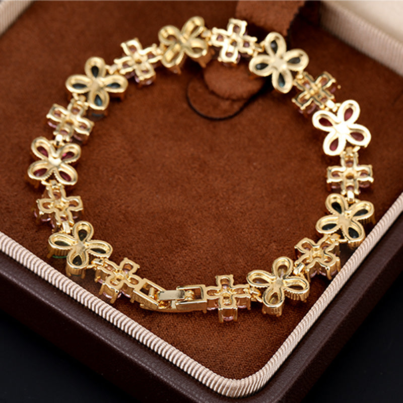 Floral Multi-color Link Bracelet