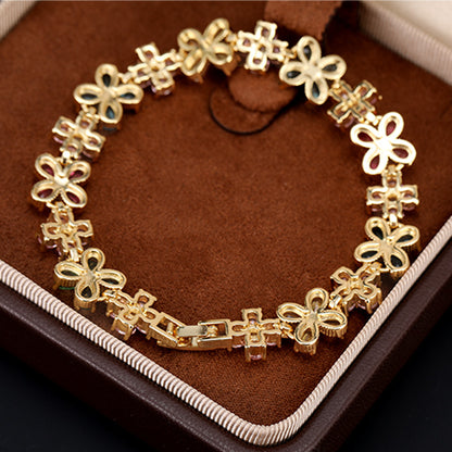 Floral Multi-color Link Bracelet
