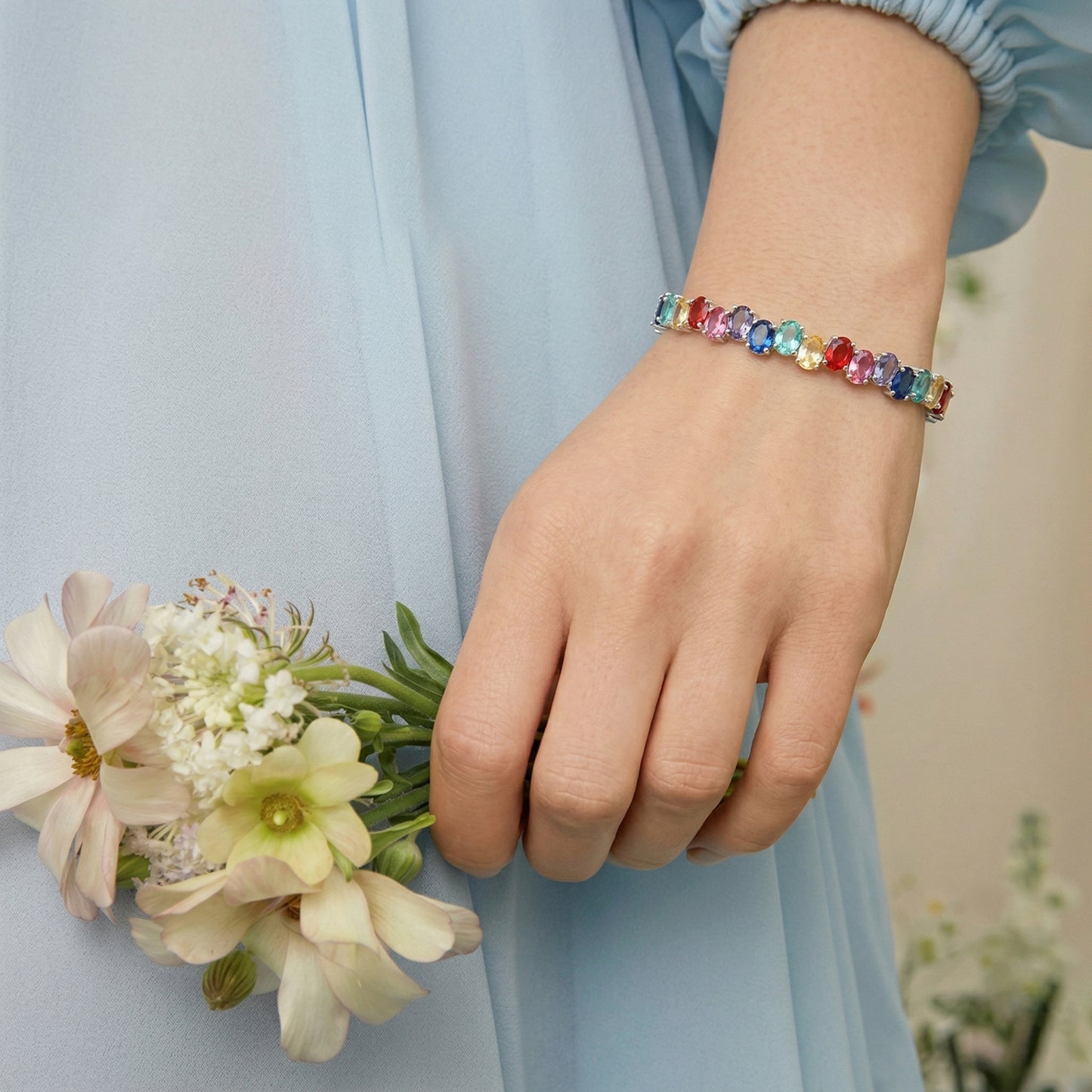 Multi-color Spectrum Open Bracelet