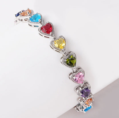 Multi-color Heart Link Bracelet