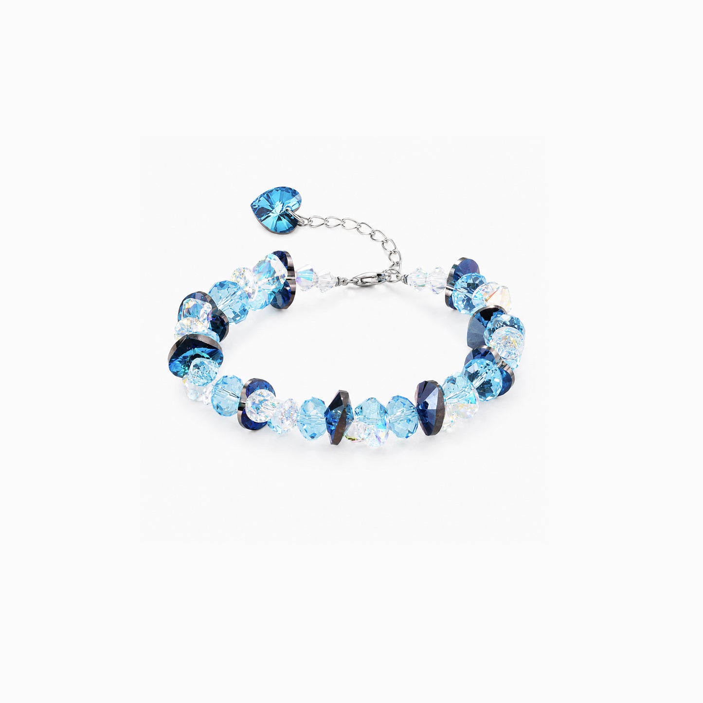 Color Heart Charm Crystal Bracelet
