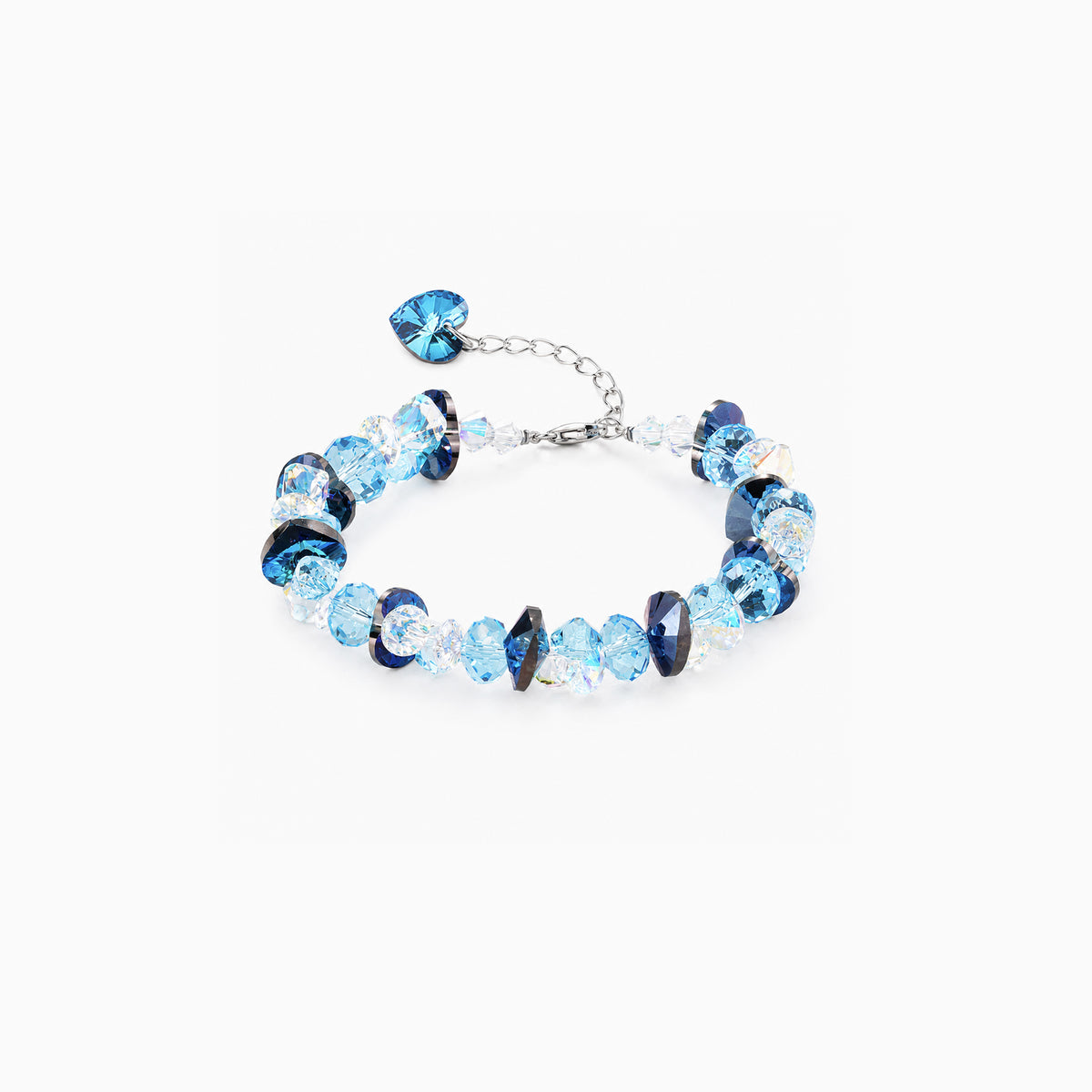 Color Heart Charm Crystal Bracelet