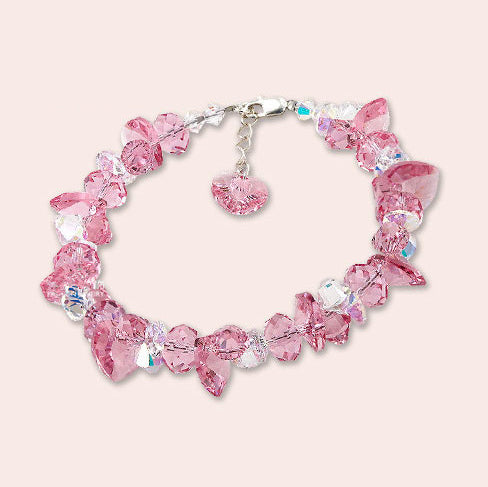 Color Heart Charm Crystal Bracelet