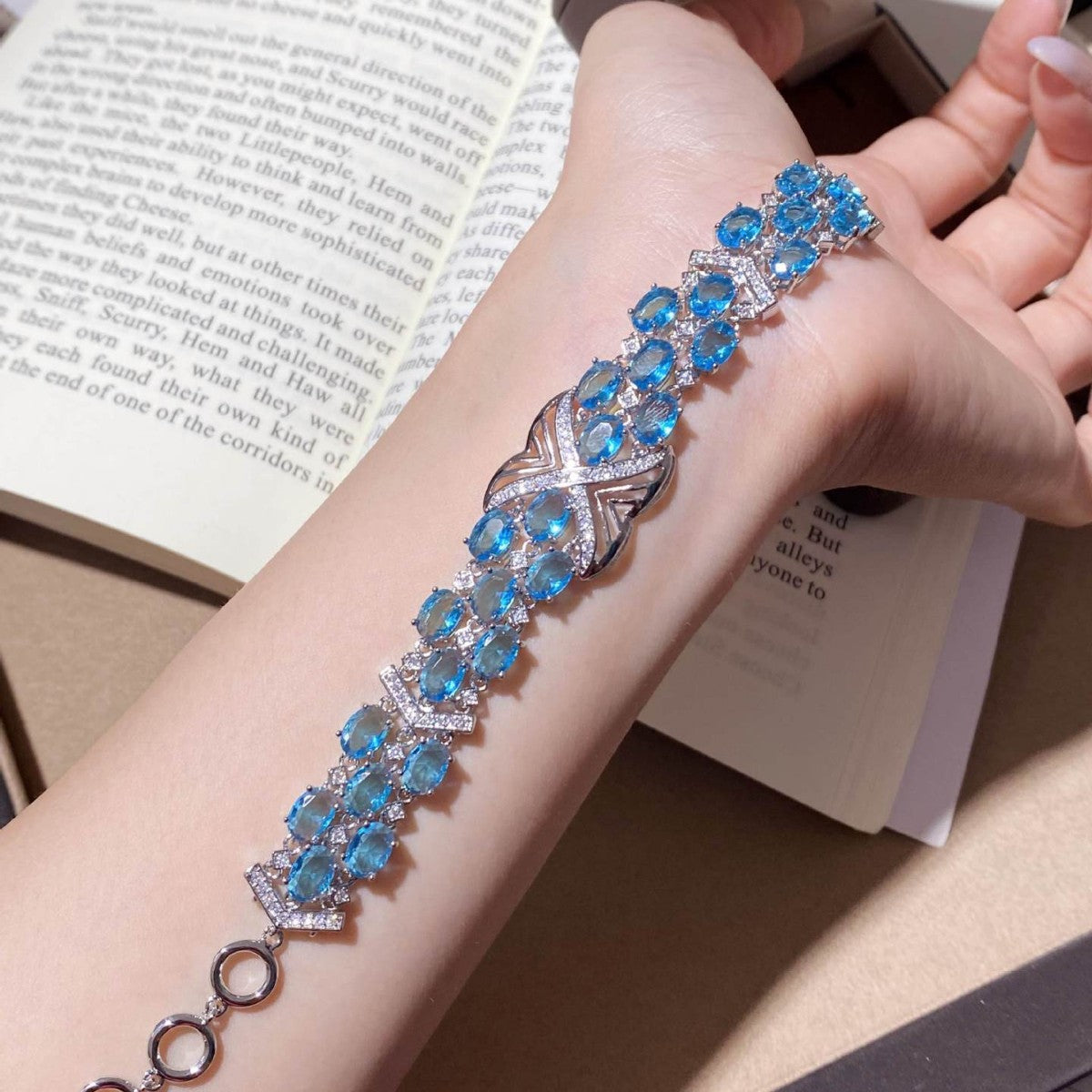 Blue Tide Oval Link Bracelet