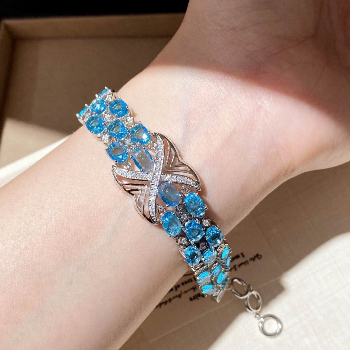 Blue Tide Oval Link Bracelet
