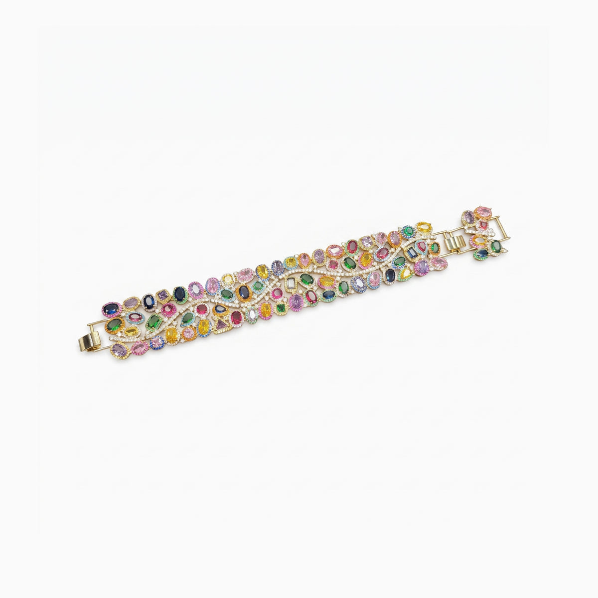 Multicolor Cluster Wide Cuff Bracelet
